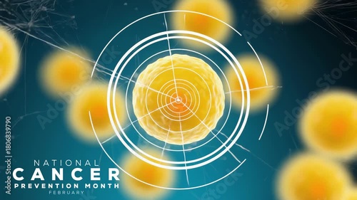 National Cancer prevention month. yellow color virus animation video