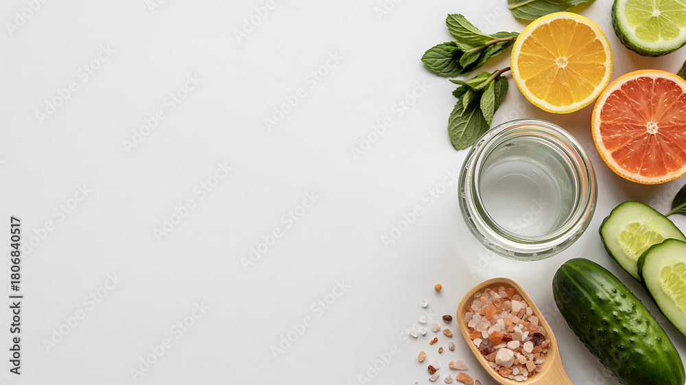 custom made wallpaper toronto digitalRefreshing summer drink ingredients with citrus fruits and cucumber