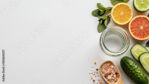 Wallpaper Mural Refreshing summer drink ingredients with citrus fruits and cucumber Torontodigital.ca