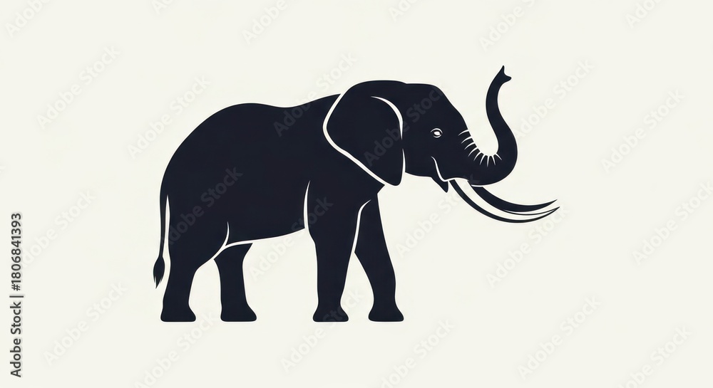 Fototapeta premium Majestic Elephant Silhouette - A Symbol of Strength and Wisdom in Nature.