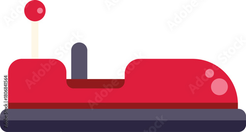 Red bumper car standing still waiting for the ride to start at the amusement park