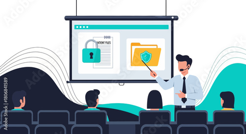 Illustrative security awareness training session, highlighting patient data protection principles