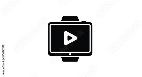 Modern device displaying a play button symbol, representing digital media and entertainment.