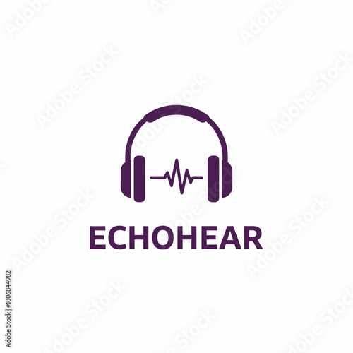 Purple logo with headphones, a sound wave, and the word "ECHOHEAR" on a white background