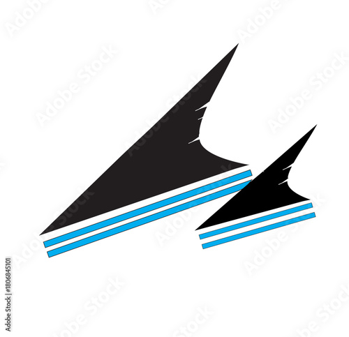 Shark Fin Speed Racing Decal Sticker Vector Black Blue