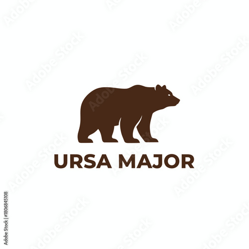 A brown bear silhouette with the words "Ursa Major" below on a white background