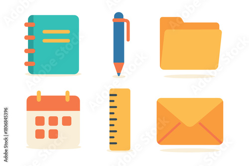 Organizing tools for effective planning and note taking. Set of 6 vector illustration