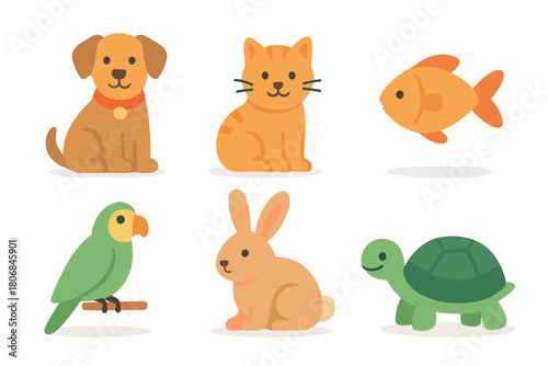 Cute animal characters for kids fun and learning activities. Set of 6 vector illustration