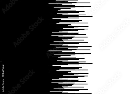 Vector transition from black to white with thin stripes. Modern pattern of lines. Vector background for covers, advertising, packaging, video. Halftone. Brushing effect. Scratched metal