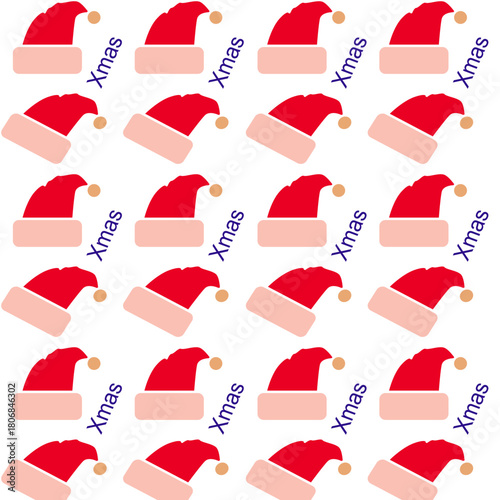 VINTAGE CHRISTMAS HATS DESIGN PATTERN TEXTURE BACKGROUND VECTOR