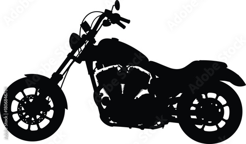 Motorcycle silhouette, cruiser bike outline, black and white design, transport artwork, biker culture, freedom ride, speed, power, lifestyle, vehicleMotorcycle silhouette, cruiser bike outline, 