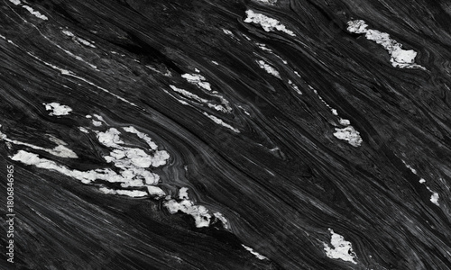 Elegant black marble texture with dynamic sweeping streaks and contrasting white mineral formations, perfect for dramatic modern backgrounds, luxury architectural surfaces, artistic projects.