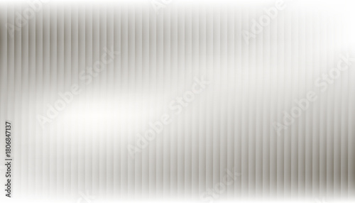 Light gray acrylic corrugated glass texture with satin finish. Blurred ribbed transparent polycarbonate sheet overlay. Vertical striped metal silver gradient pattern for abstract window, door and inte