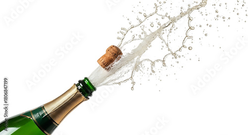 Champagne explosion isolated on transparent background, celebrating a special occasion