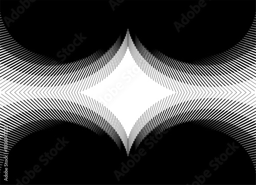 Vector black and white pattern of curved striped shapes. Modern vector background for covers, advertising, packaging, videos. Design element. Place for text