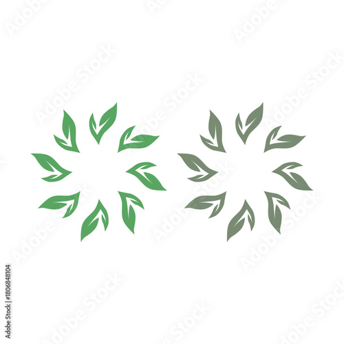 NATURAL PRODUCT LEAVES IN CIRCLE SIGN SYMBOL LOGO
