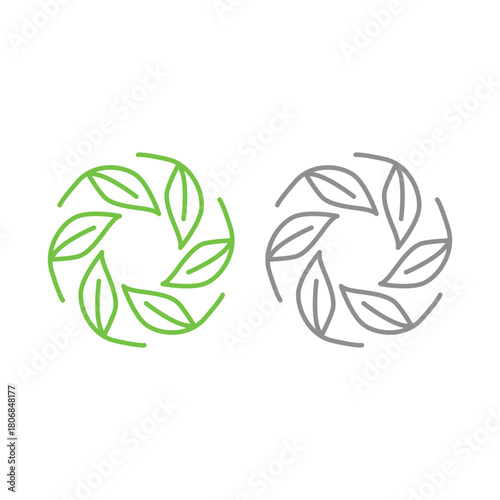 NATURAL PRODUCT LEAVES IN CIRCLE SIGN SYMBOL LOGO
