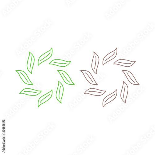 NATURAL PRODUCT LEAVES IN CIRCLE SIGN SYMBOL LOGO
