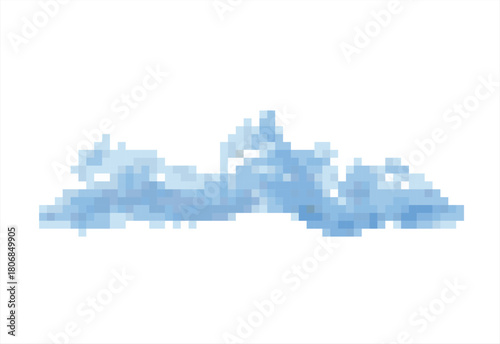 Abstract Pixelated Blue Cloud.  8 bit. Game development, mobile app. Isolated vector illustration.