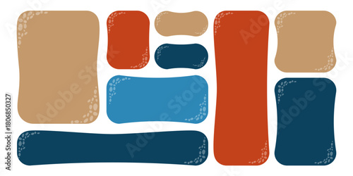 A collection of rectangular designs drawn. Set of colored  frames for text. Blank vector text box.