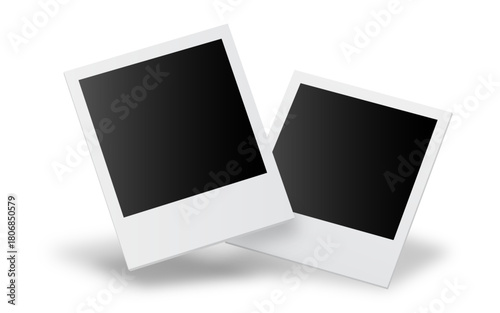 Two polaroid photo mockup. Two blank vintage polaroid style instant photographs