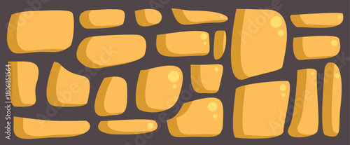 Seamless repeatable border made of cartoon stones, ideal for creating game levels or other graphic designs