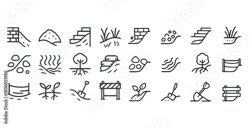 Minimalist icons for landscaping and garden design elements