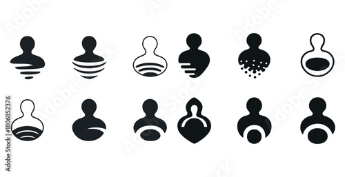 Abstract human silhouette icons with diverse design elements