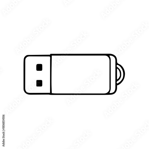 Technology & Devices – Thick Outline BW – usb flash drive rounded corners
