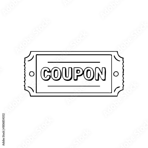 Ecommerce & Sale – Thick Outline BW – coupon ticket front view