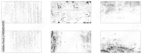 Set of Black and white grunge. Distress overlay texture. Surface dust and rough dirty wall background concept. Distress illustration simply place over object to create grunge effect. Vector 