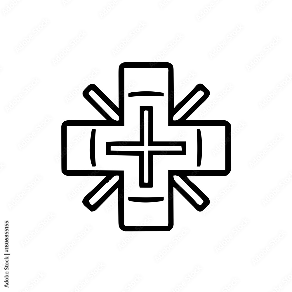 Fototapeta premium Health & Medical – Thick Outline BW – medical cross minimal