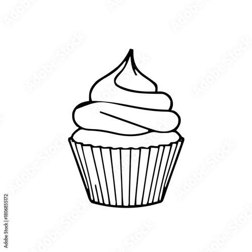 Food & Kitchen – Thick Outline BW – cupcake sharp
