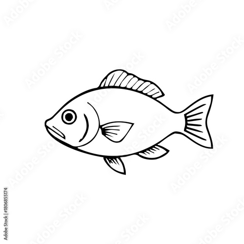 Food & Kitchen – Thick Outline BW – fish simple rounded