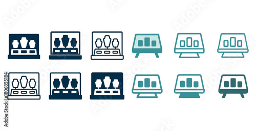 Icons of display stands for necklaces and bracelets in two-color