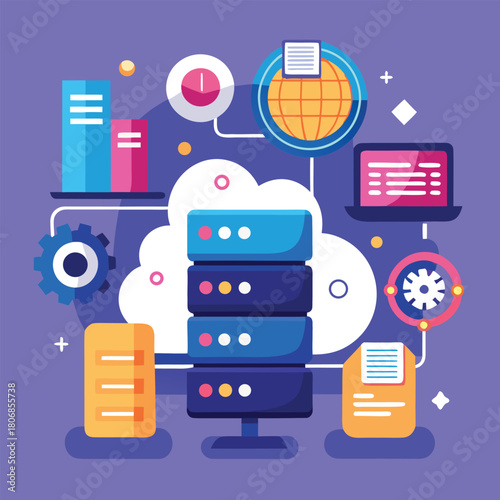 Cloud computing and data storage with server and network connection concept