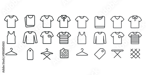Minimalist icon set of clothing and laundry symbols