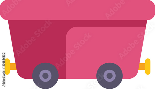 Pink mining cart transporting coal, minerals or other resources, symbolizing industry, transportation, and resource extraction