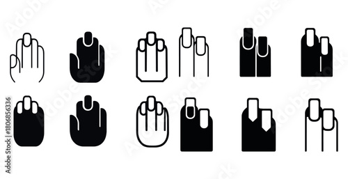 Minimalist black and white hand cursor icon set