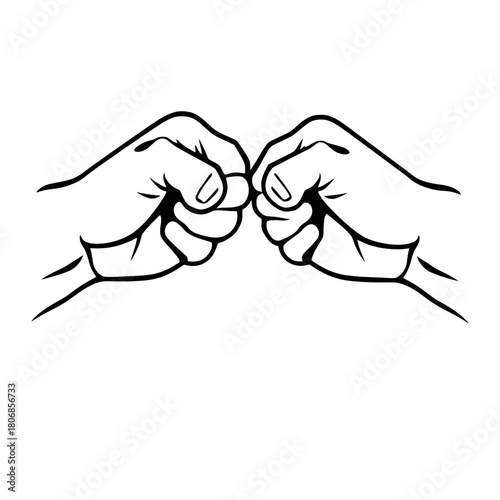 Two clenched fists facing each other, symbolizing confrontation, challenge, or solidarity.