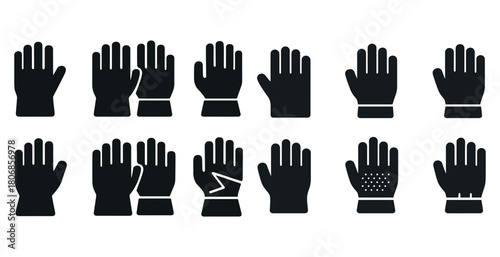 Black hand icons set representing various gestures and condition