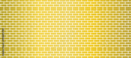 Brick wall pattern with a repeating design of white bricks on a gradient yellow background.