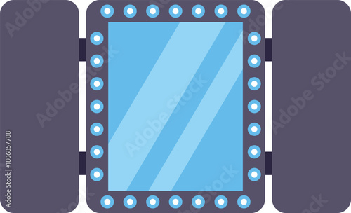 Makeup mirror with lights reflecting empty space, perfect for getting ready in a dressing room or backstage