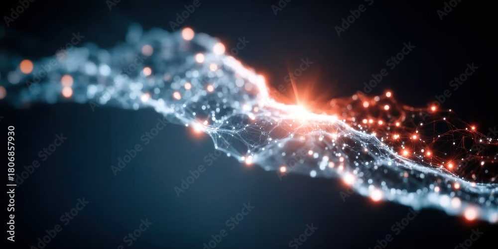 Fototapeta premium Cosmic tissue strands forming organ shapes across a galaxy, evolution dictated by physics, satellite guiding toward a solution