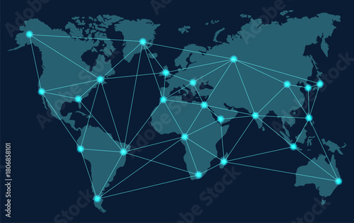 world map internet connection global international network system vector template design illustration