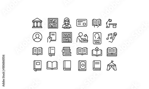Collection of hand drawn icons representing education and knowledge