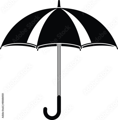 Isolated black and white umbrella vector graphic for weather protection eps silhouette