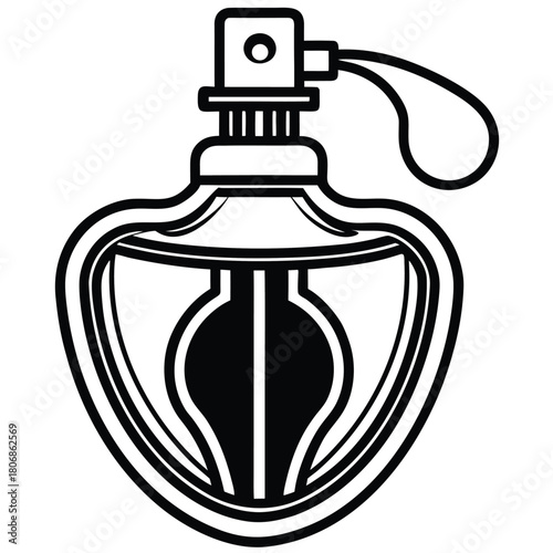 Elegant heart shaped perfume bottle with atomizer and spray nozzle