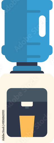 Office water cooler dispenser pouring refreshing drink into a cup, providing hydration in the workplace