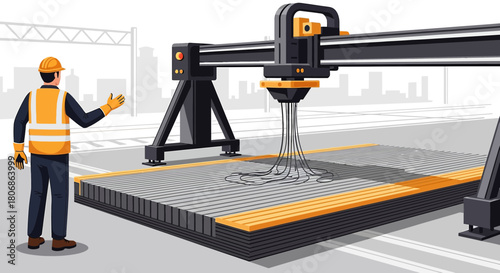 Automated construction process utilizing advanced 3D printing technology for industrial applications